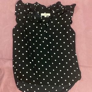 Ann Taylor Loft Blouse Black Ruffle Sleeveless